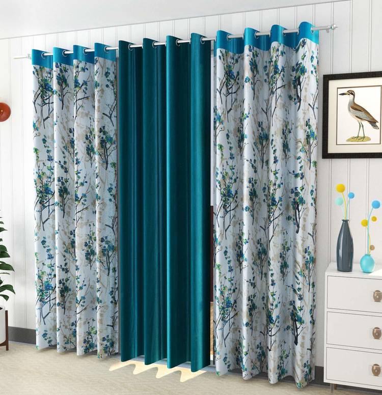 EISMOURAH 270 cm (9 ft) Polyester Long Door Curtain (Pack Of 3)