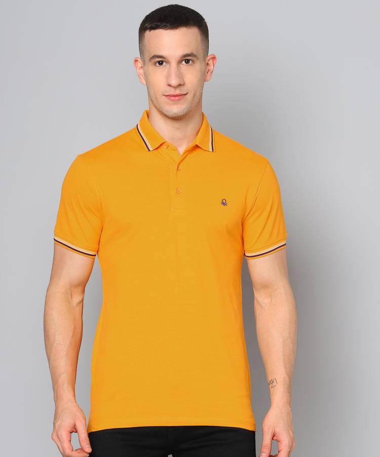 Solid Men Polo Neck Red T-Shirt