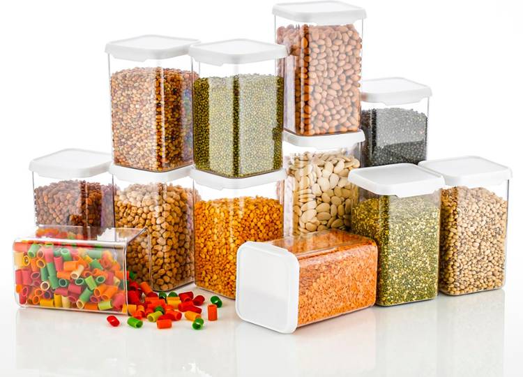 Sedulous 100% Unbreakable Air Tight Modular Kitchen Plastic Storage Containers Jars Canister Box Combo Set - 1100 ml Plastic Grocery Container