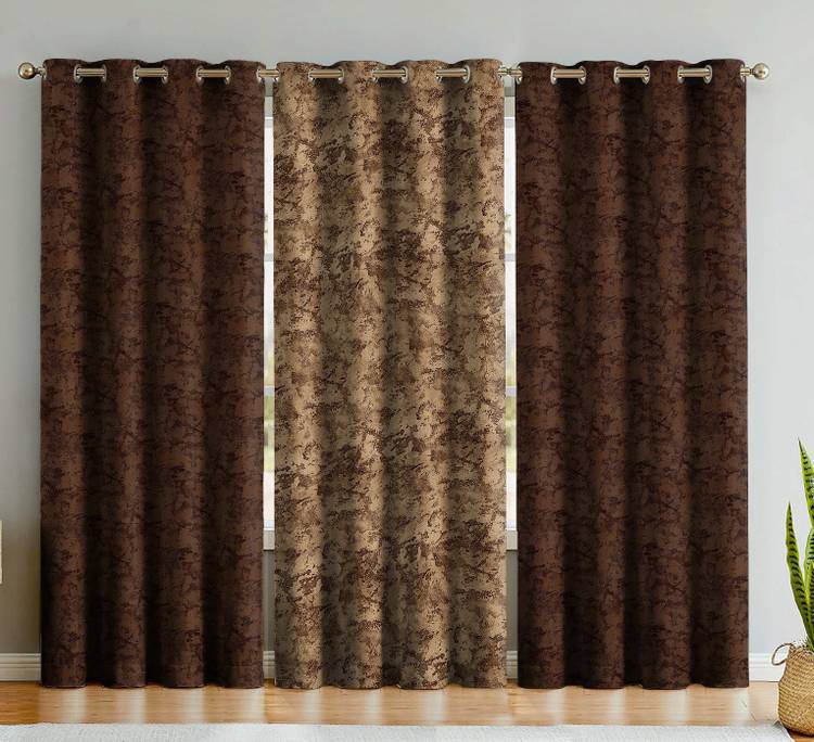 Rayna Decor 214 cm (7 ft) Velvet Door Curtain (Pack Of 3)