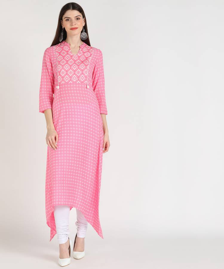 Women Printed Viscose Blend Trail Cut Kurta