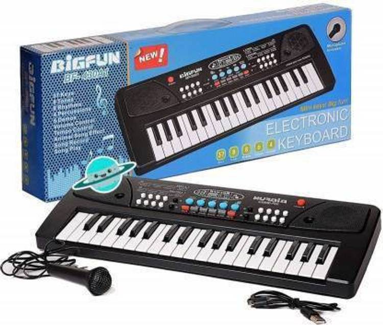 RTW COLLECTIONS 37 Keys Musical Big Fun Piano Keyboard With Mic for kids (Multicolor) (Black)