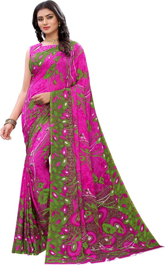 Floral Print, Printed Fashion Georgette Saree Price in India