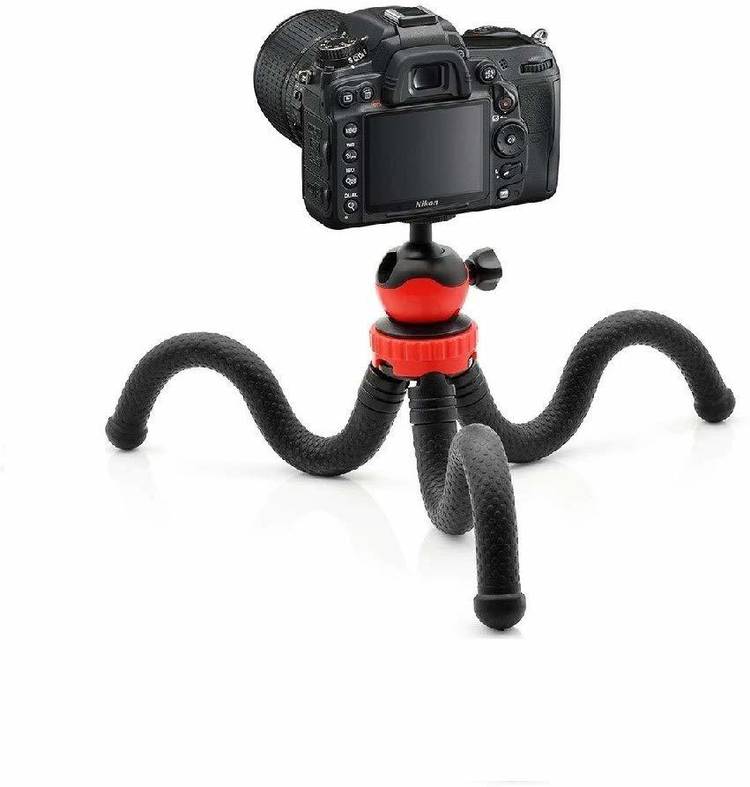 Welltech 12 Inch Tripod with Flexible Stand , Octopus Camera Tripod with 360 Degree Detachable Ball Head and Mobile Phone Holder for Camera , DSLR and GoPro Tripod (Black, Supports Up to 1500 g) Tripod