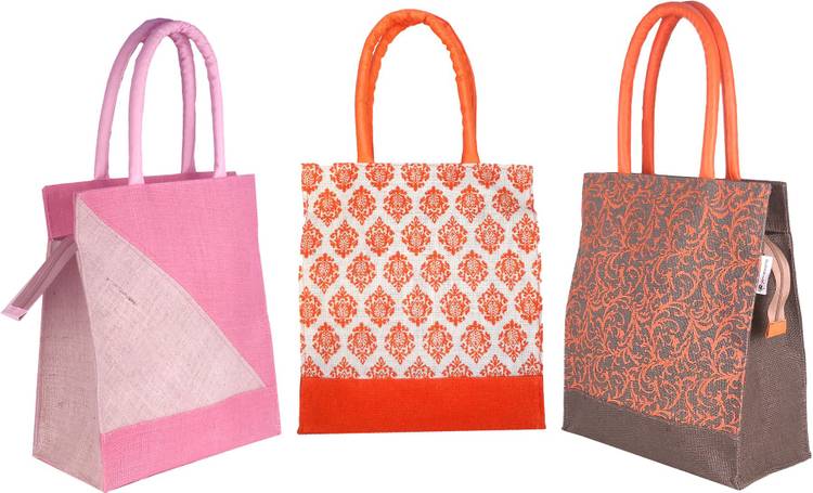 Women Grey, Orange, Pink Tote Price in India