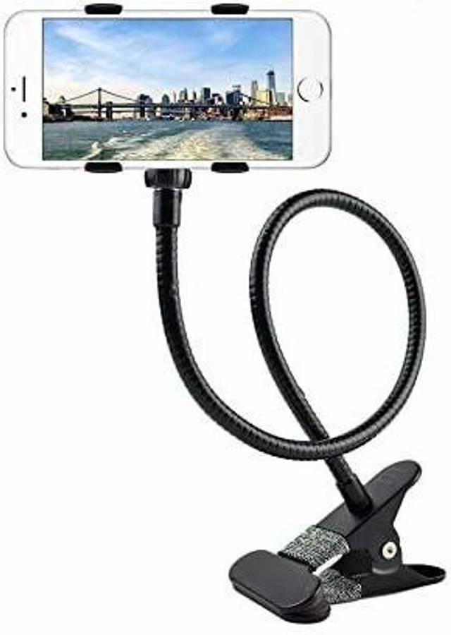 AZACUS Gooseneck Arm Clip Metal Lazy Stand Mobile Phone Mount Super Flexible Durable Strong Grip 360 Degree Rotation for All Mobiles Size Upto 6.5" Inch Mobile Holder