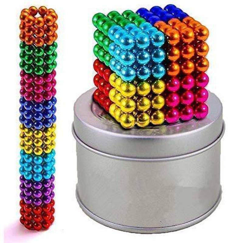 MOONZA Magnetic Balls Sculpture Building Blocks Magnet Cube Solid Balls Multi Color)