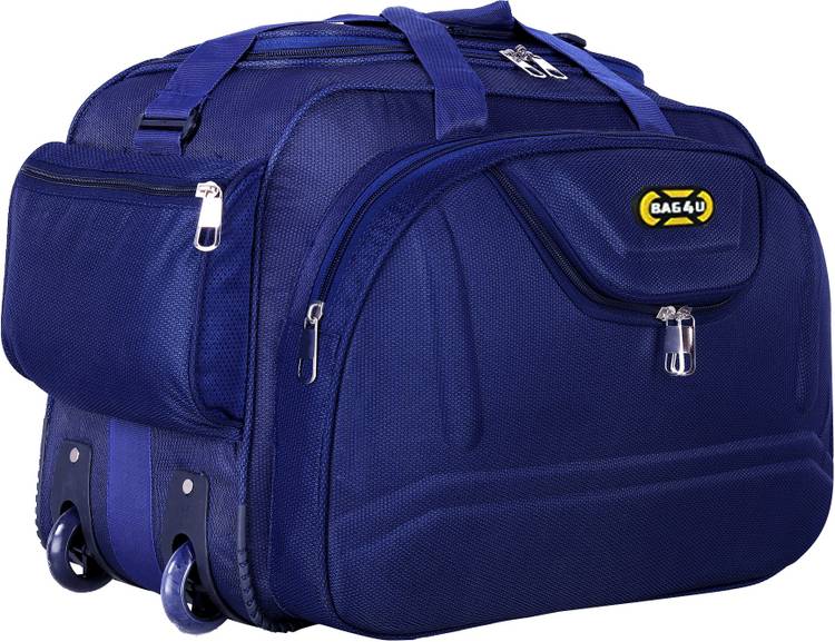 BAG 4 U (Expandable) Stylish 40 Liters Blue Travel Duffel Bag With Roller Wheels For Men And Women Travel Duffel Bag