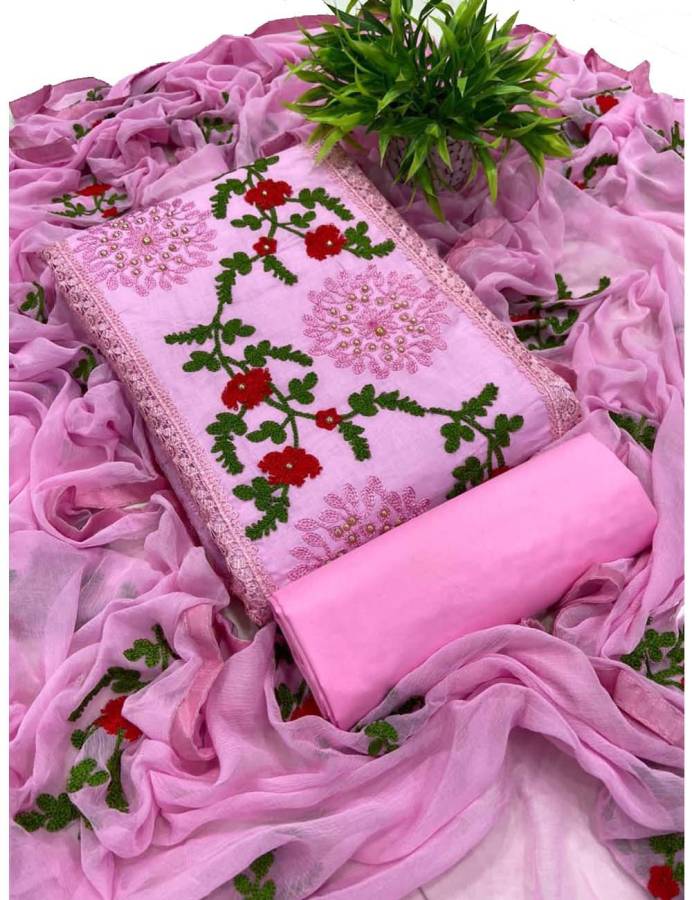 Pure Cotton Embroidered Salwar Suit Material Price in India