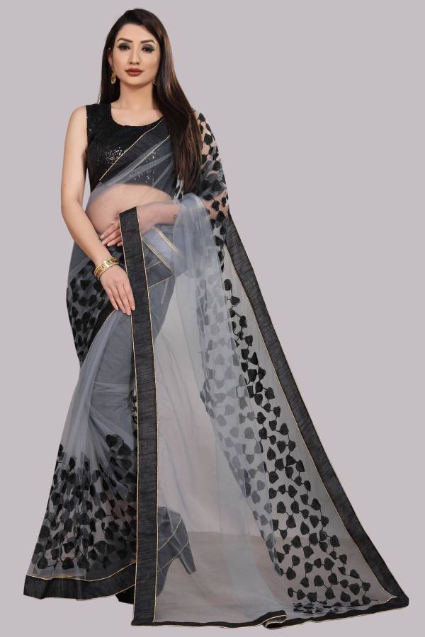 Embroidered Bollywood Net, Nylon Blend Saree