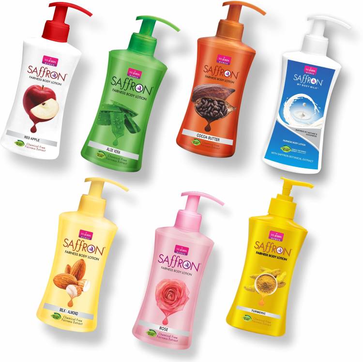 VI-JOHN Body Lotion Combo of 7 | 250 ml Each | For Men and Women | All Skin Types | Red Apple | Aloevera | Cocoa Butter | Milk Almond | Rose | Turmeric | Body Milk Price in India