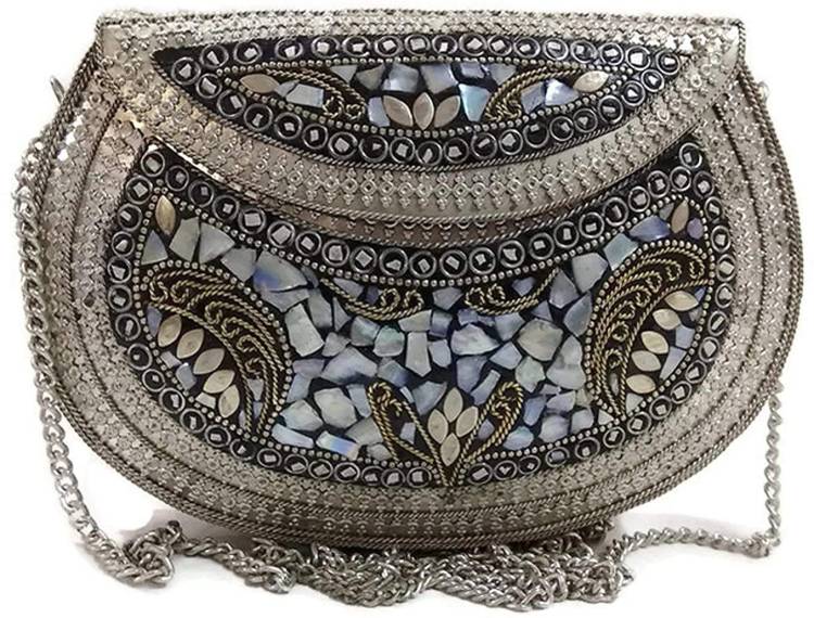 Party Silver  Clutch Price in India