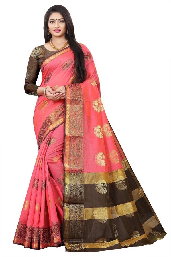 Woven, Embellished Fashion Cotton Silk, Jacquard Saree Price in India