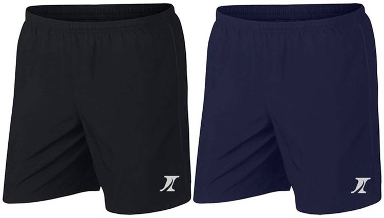 Solid Men Black, Blue Sports Shorts