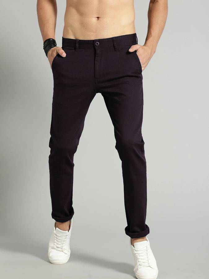 Regular Fit Men Brown Polyester Trousers