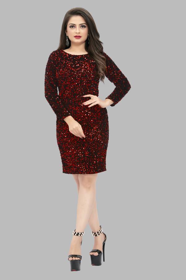 Women Sheath Maroon Dress
