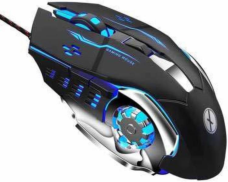 Smacc Tinji TJ-01 Gaming Mouse, Wired USB 2.0 Optical Mice, 3200 DPI LED Backlight 6 Button, 4 Color Breathing Lights with 1.5M Nylon Cable for Gamers Wired Optical  Gaming Mouse