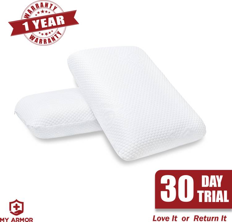 MY ARMOR Orthopaedic Queen Size ( 23" x 14" x 4.5) (Removable Outer Cover) Memory Foam Solid Sleeping Pillow Pack of 2