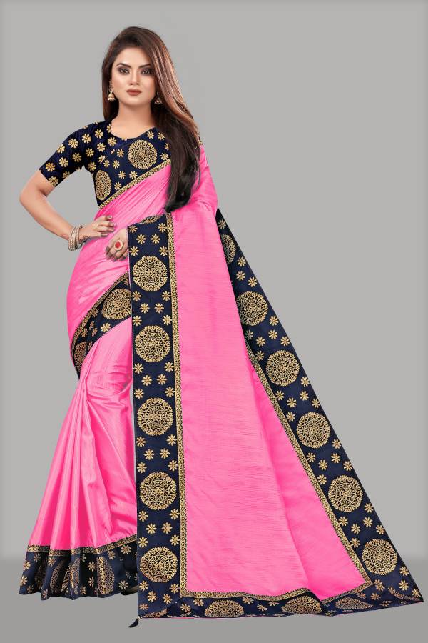 Applique Assam Silk Art Silk Saree