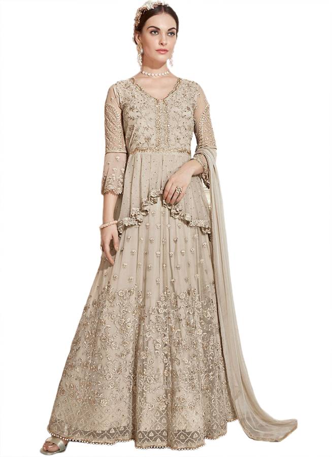 Semi Stitched Net/Lace Gown/Anarkali Kurta & Bottom Material Embroidered Price in India