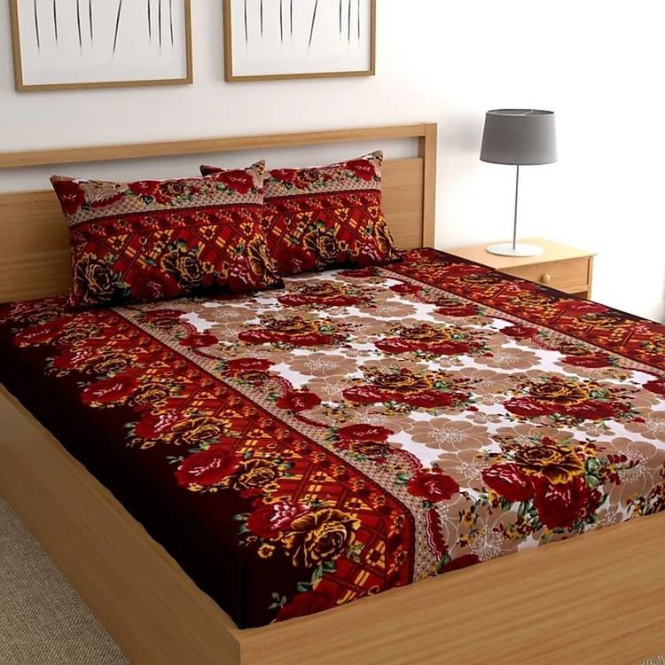 HSR Collection 160 TC Cotton Double Floral Bedsheet