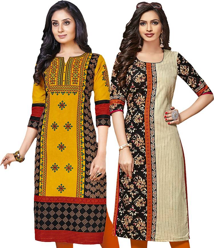 Women Printed, Floral Print Pure Cotton Straight Kurta