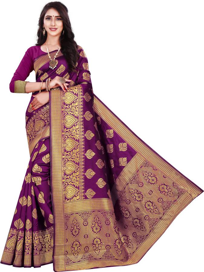 Woven, Embellished, Self Design Banarasi Art Silk, Poly Silk Saree