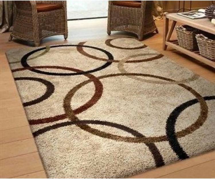 RM Handloom Beige, Brown Polyester Carpet