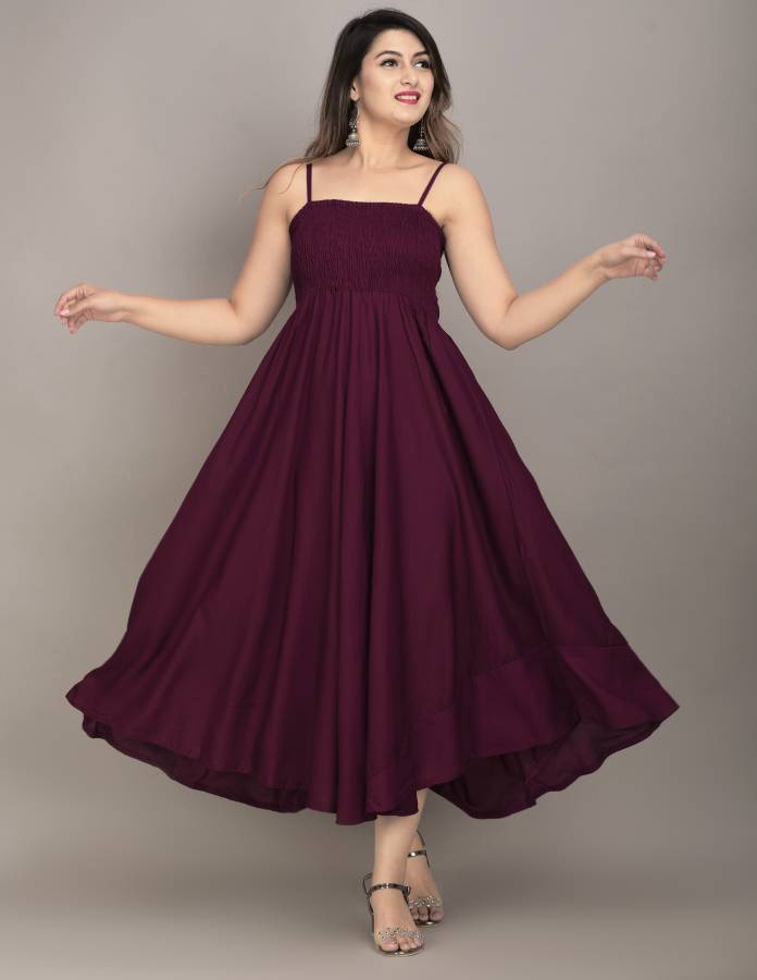 Women Asymmetric Purple Dress