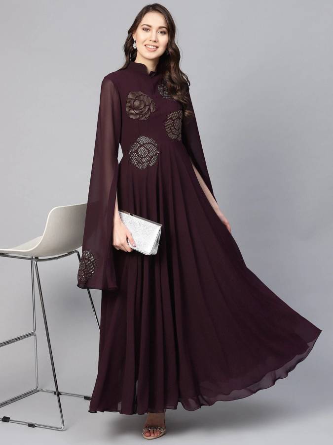 Women Maxi Purple Dress Price in India