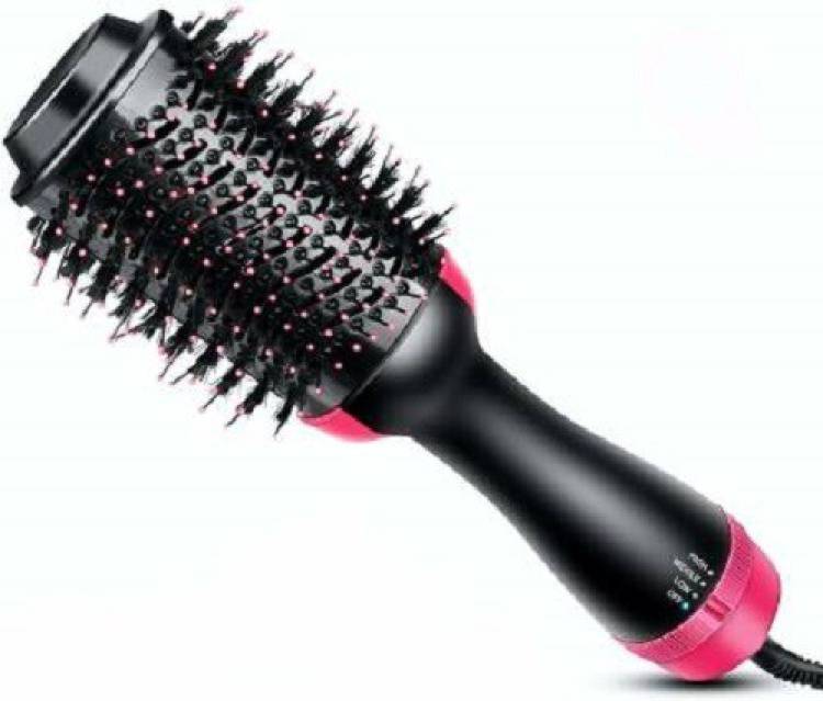trideno HAIR DRYER HOT AIR BRUSH WITH BLOWER (1000 W) ONE STEP HAIR DRYER AND STRAIGHTENER Hair Straightener (Black Pink)) HSB-011 Hair Straightener Brush Price in India