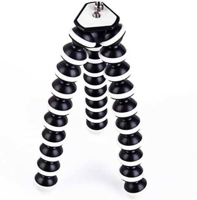 Welkart Flexible Foldable Octopus Gorilla Tripod Stand with Clip Mount Bracket Combo for DSLR's, Mobile Camera, Smartphone, Photography, Video Recording, Youtuber Tripod Kit (Black & White) Tripod