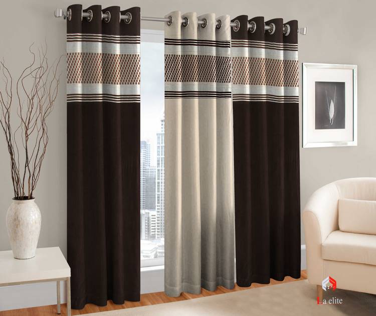 La elite 274 cm (9 ft) Polyester Long Door Curtain (Pack Of 3)