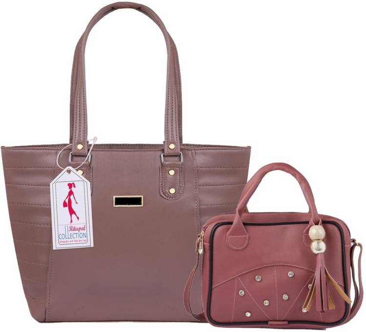 Women Grey, Pink Tote - Extra Spacious Price in India