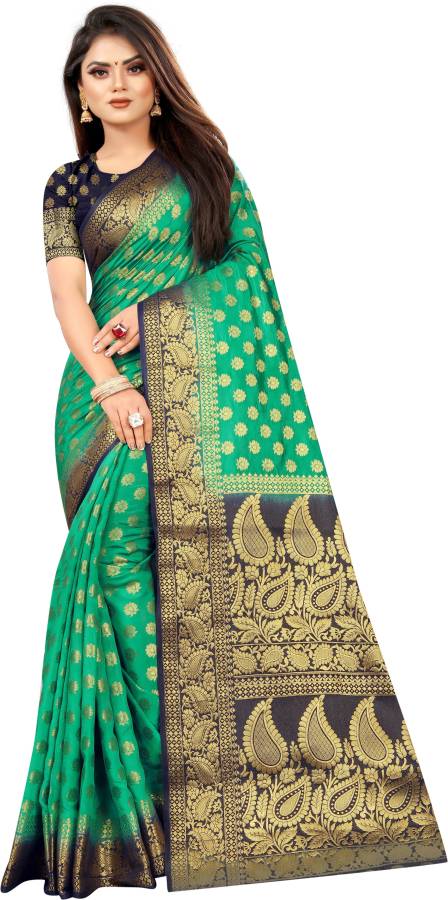 Woven Banarasi Cotton Silk Saree Price in India