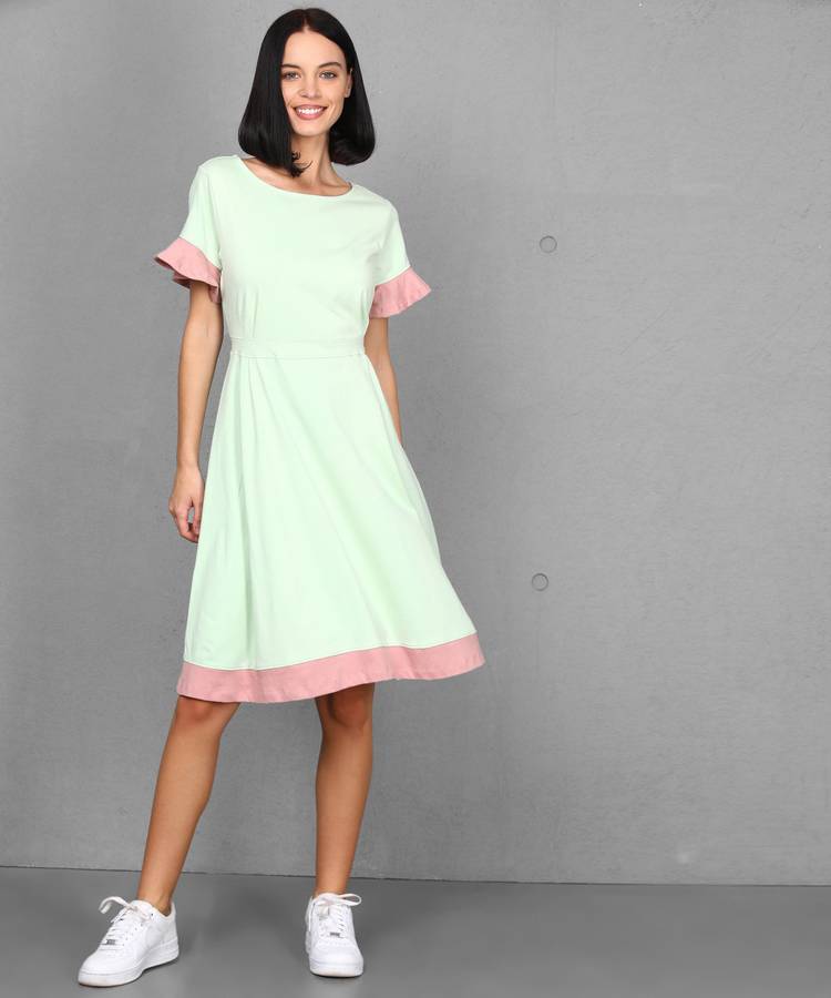 Women A-line Light Green Dress