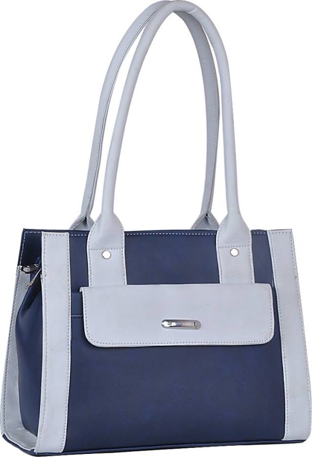 Women Blue, Grey Hand-held Bag Price in India