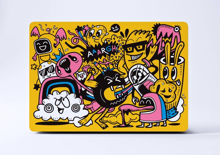 Athenax Laptop designer premium waterproof doodle design PVC Skin (LS 11) 240 gsm white vinyl Laptop Decal 15.6