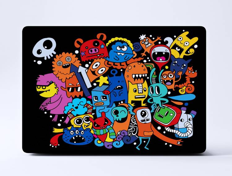 Athenax Laptop designer premium waterproof doodle design PVC skin (LS 14) 240 gsm whte vinyl Laptop Decal 15.6