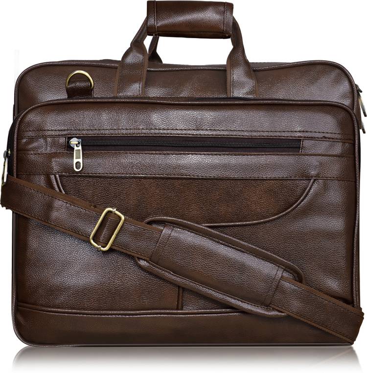 LOREM BG08 Brown Color Large-Big Expandable Cross Body Laptop Shoulder+Briefcase Bag for Office-Business Professional Travel Waterproof Messenger Bag