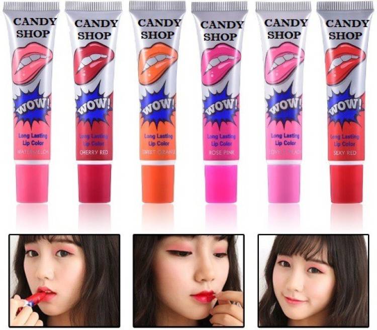 Candy Shop WOW PEEL OFF LIPTINT PACK OF 6 Lip Stain Price in India