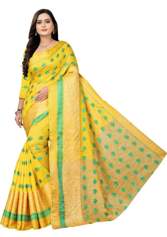 Woven Banarasi Jacquard, Cotton Silk Saree