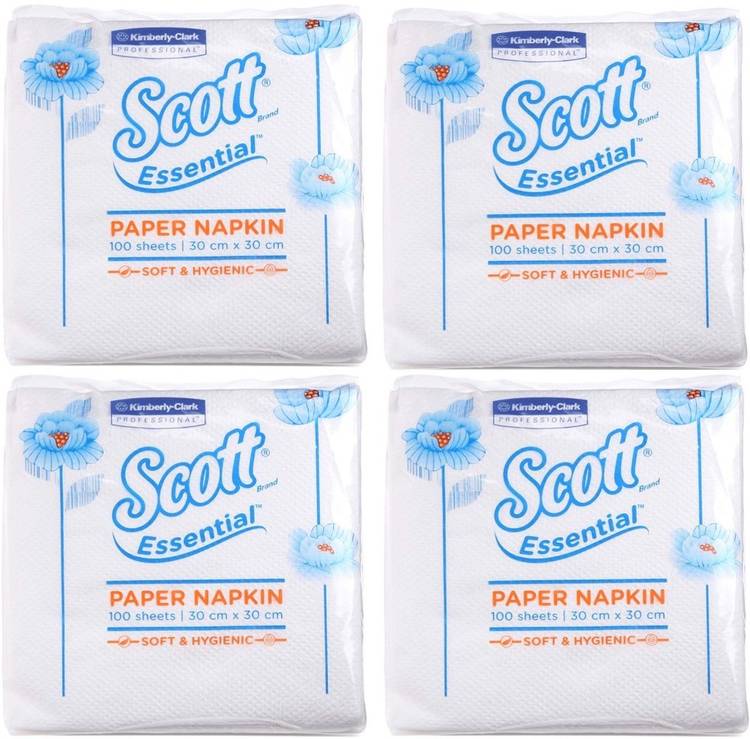 Scott Kimberly Clark Paper Napkin - Pack of 4 White Napkins