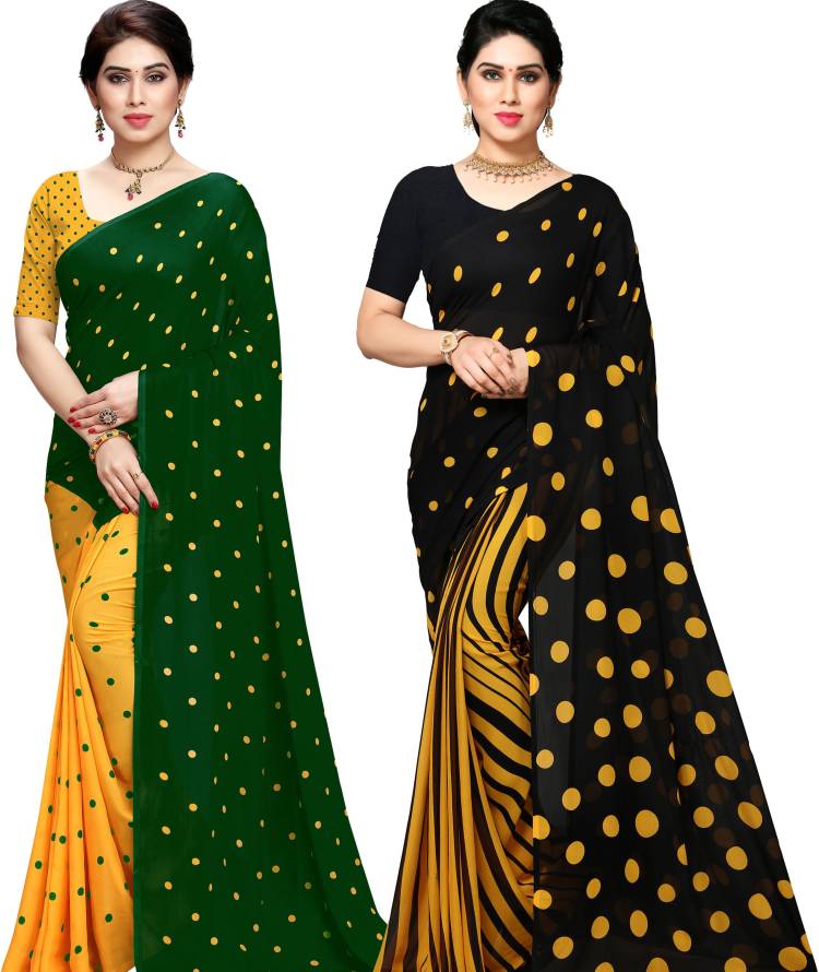 Polka Print Daily Wear Georgette Saree Price in India