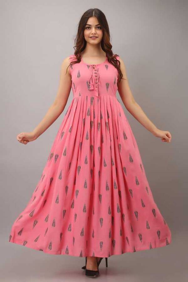 Women Paisley, Printed Rayon Anarkali Kurta