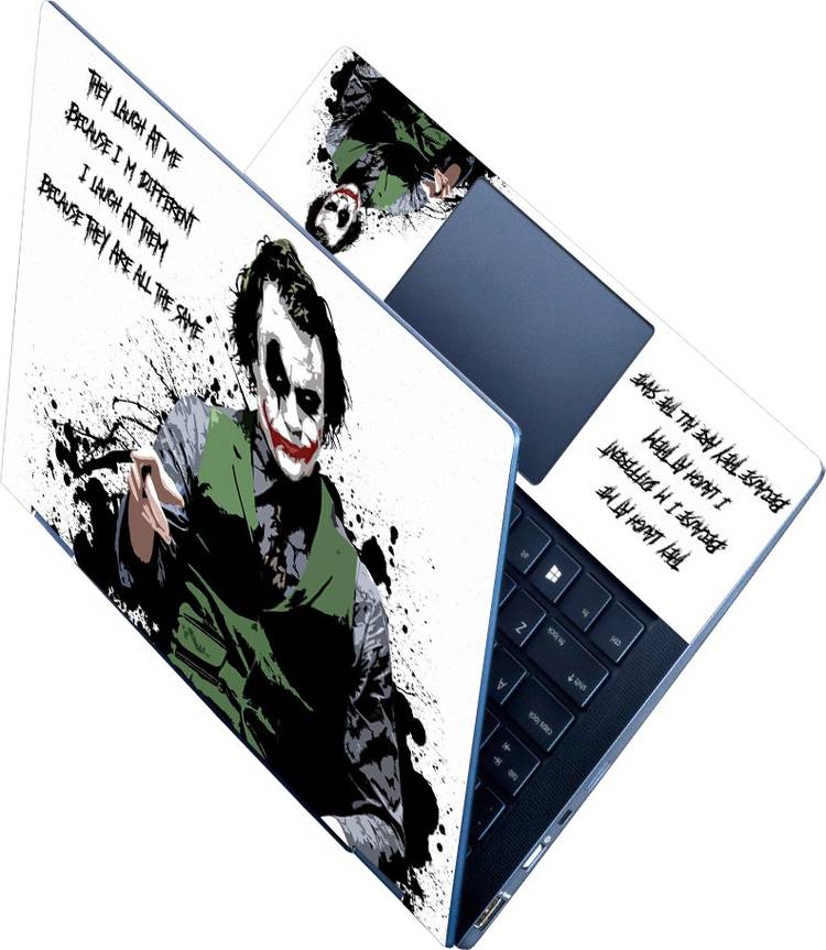 FineArts HD Printed Full Panel Laptop Skin Sticker Vinyl Fits Size Upto 15 inches No Residue, Bubble Free - Jocker Quotes I M Different Vinyl Laptop Decal 15.6