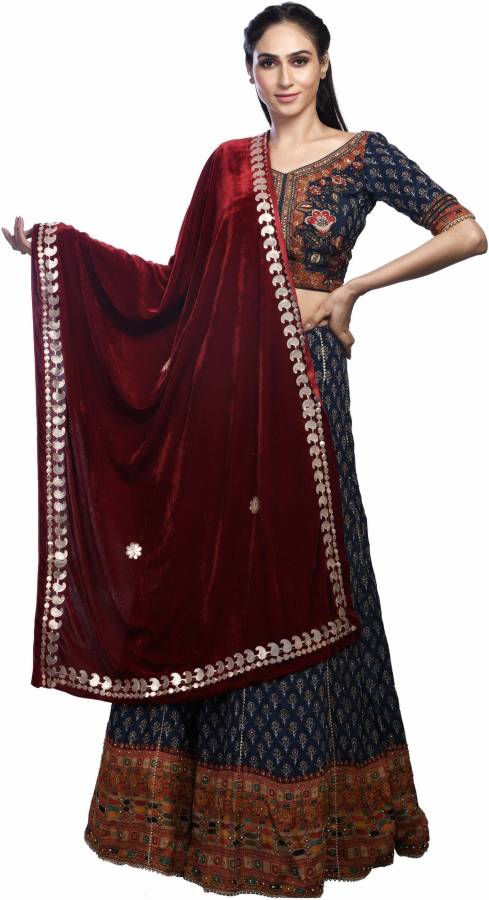 Velvet Embroidered Maroon Women Dupatta