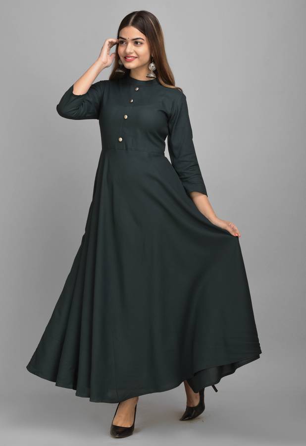 Women Ethnic Dress Dark Green Dress