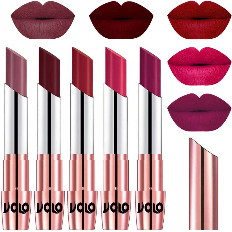 Volo Creme Matte Smooth Lipstick Combo Set of 5 Bold Colors Long Lasting Code-720 Price in India