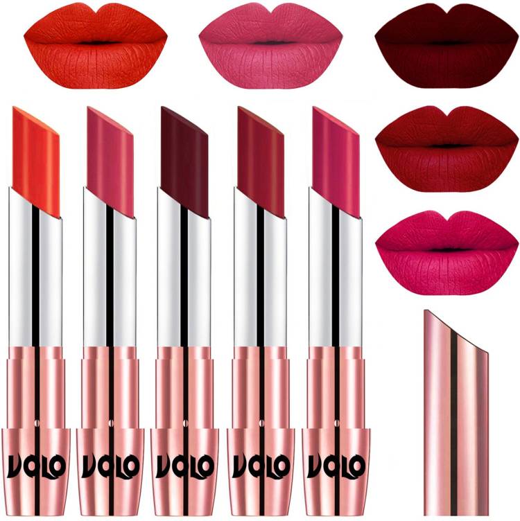 Volo Creme Matte Smooth Lipstick Combo Set of 5 Bold Colors Long Lasting Code-800 Price in India